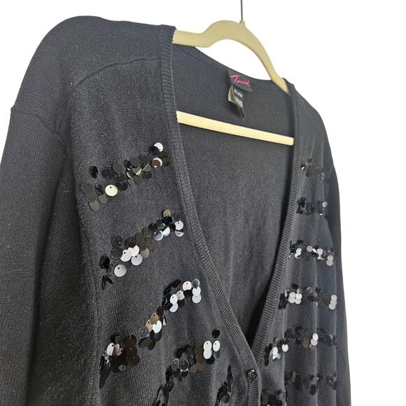 Torrid Paillette Sequin Striped Cardigan Sweater Sz 1X Whiimsigoth Holiday Glam - Picture 5 of 8
